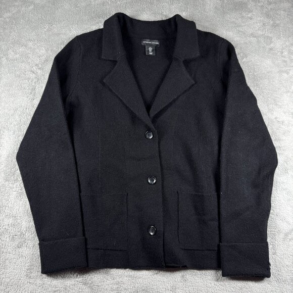 Adrienne Vittadini Black Knit Blazer Cardigan Women’s L Stretch Jacket - Picture 7 of 13